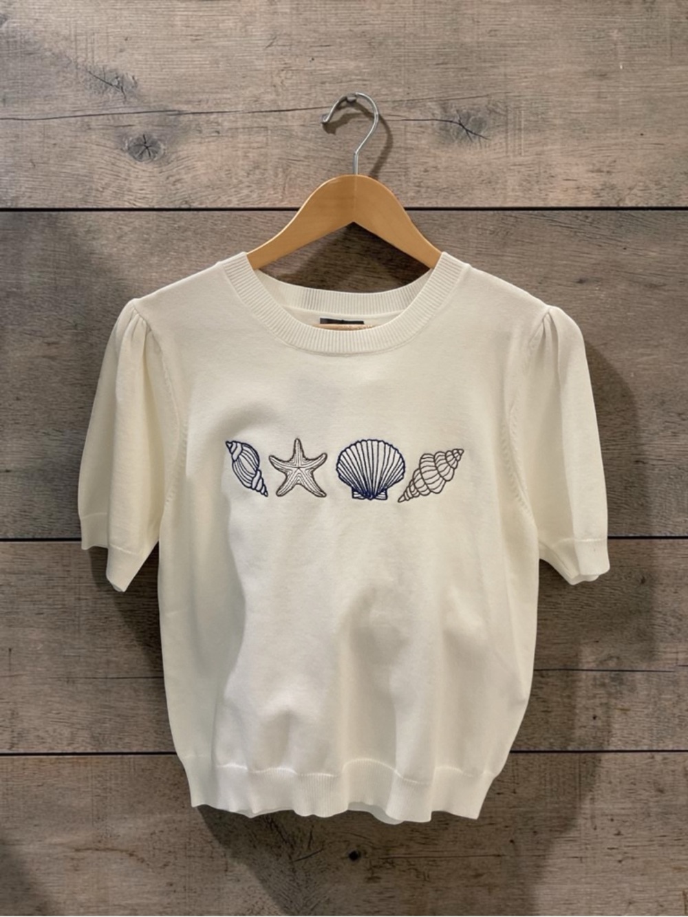 Shell Sweater Top - White